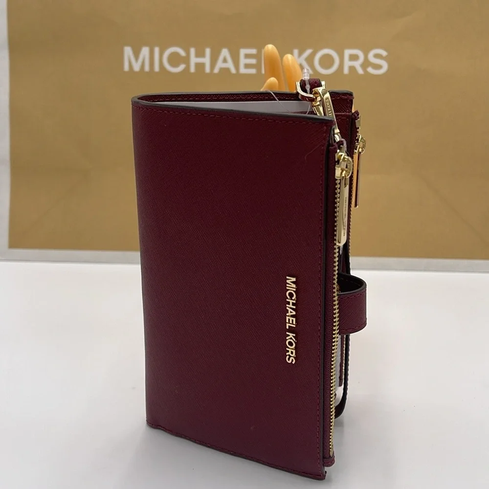 Michael Kors Jet Set Travel Large Double Zip Wristlet Wallet Phone Holder NWT